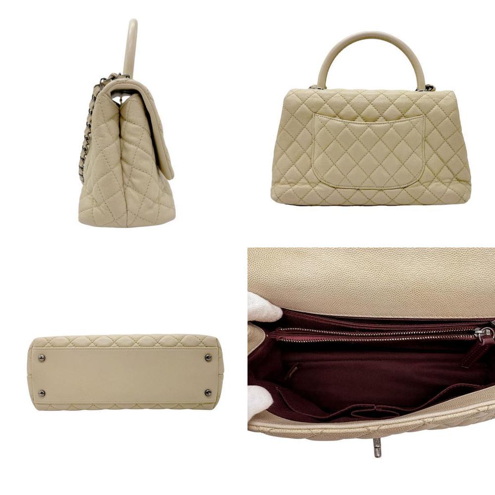 Chanel Handle Caviar Coco Leather Gray Shoulder Skin Bag